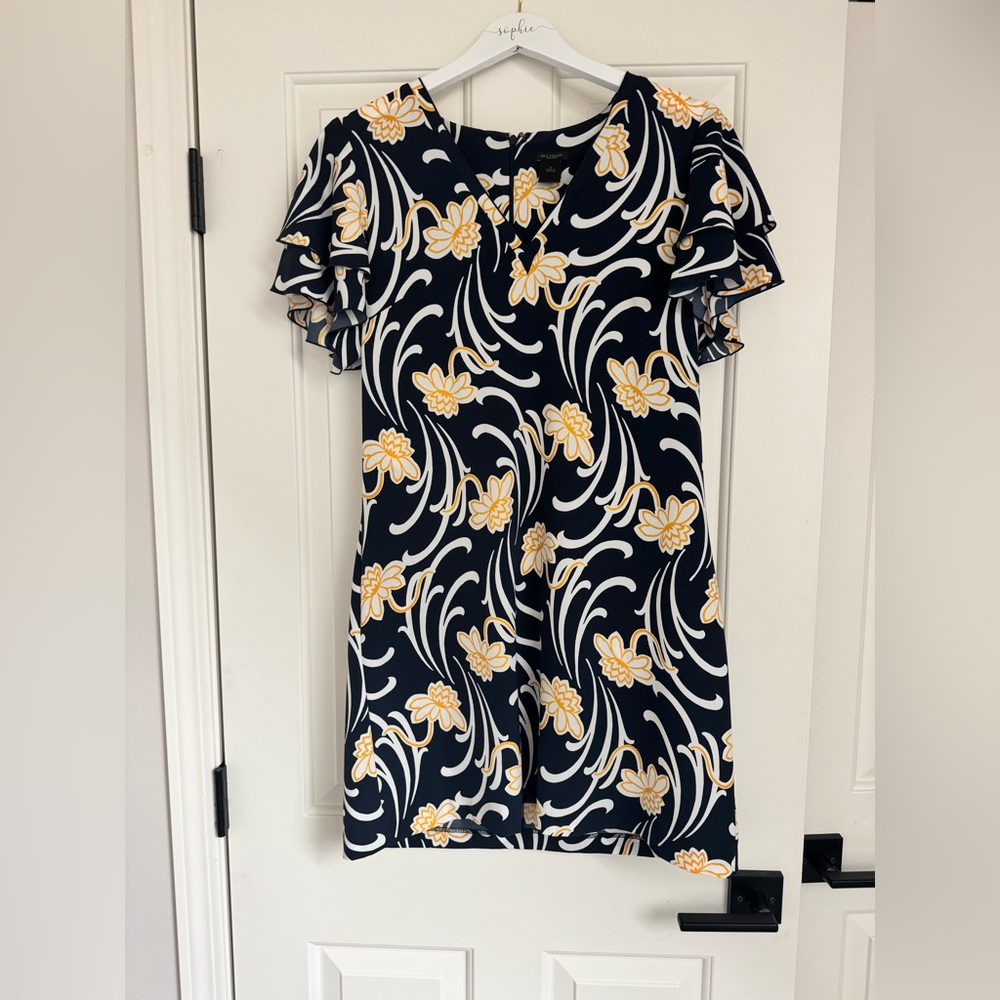 Navy and yellow floral dress